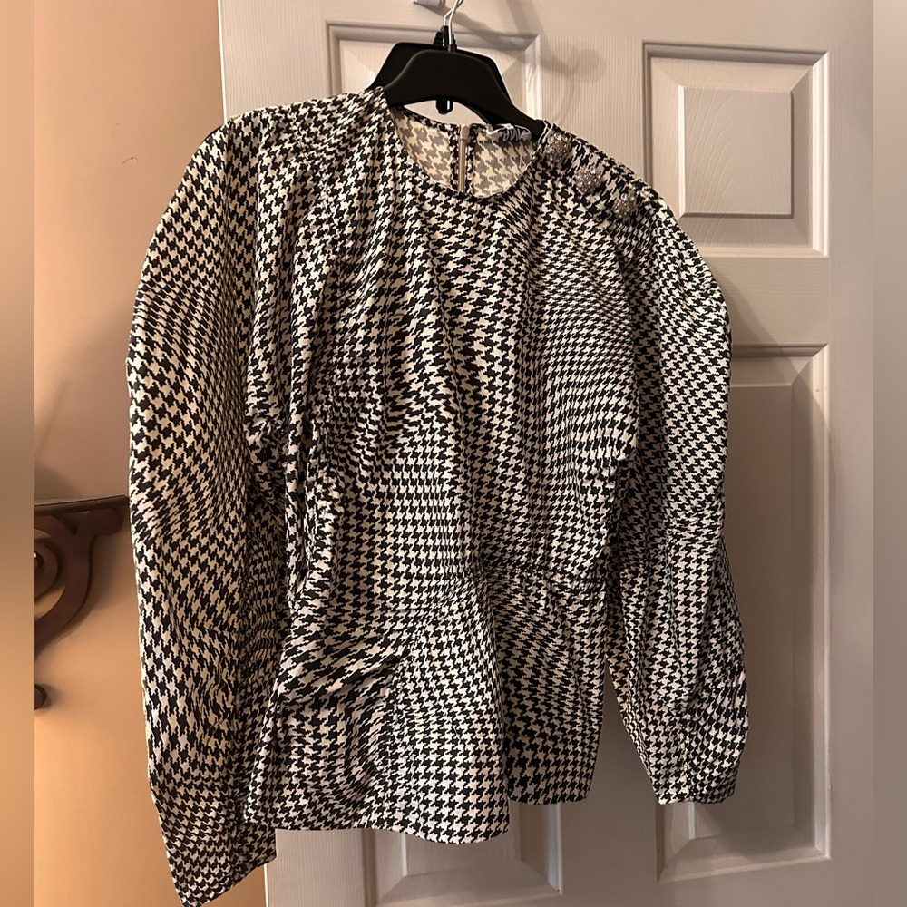 NEW WITH TAGS Ganni Checkered Blouse